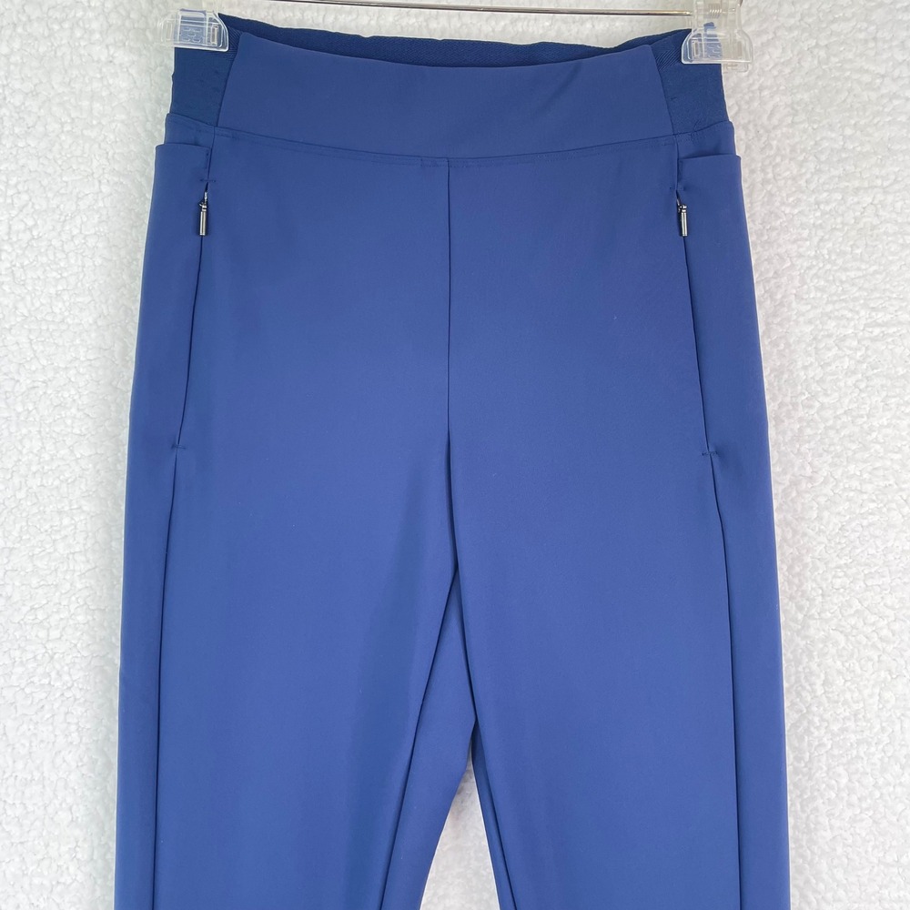 Athleta Stellar Tight Legging Blue High Rise Ankle Zip Pockets Size 2